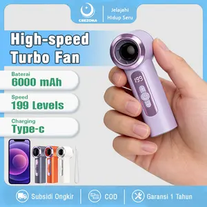 CREZONA Kipas Mini Portable 199 Level Angin, Brushless 15000RPM, Display LED, USB-C, Super Ringan FB16