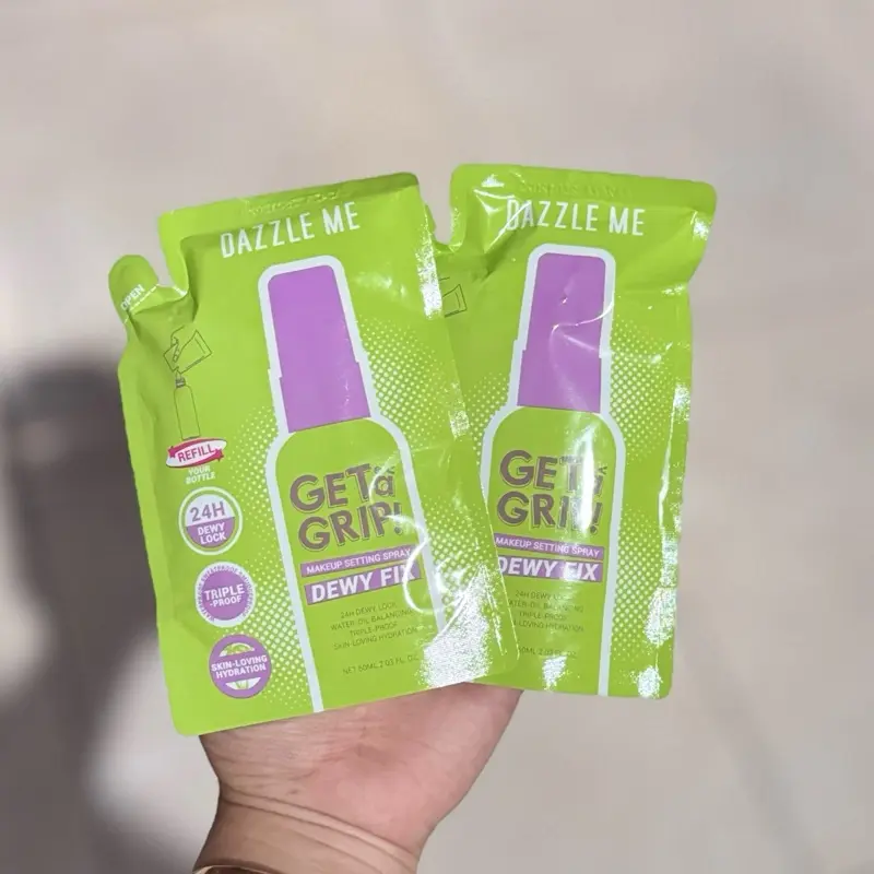 (1 PCS) DAZZLE ME Get a Grip! Makeup Setting Spray Dewy Fix Refill - Setting Spray Makeup Tahan Lama Flawless & Melembabkan Kulit 24 Jam Transferproof 60ml