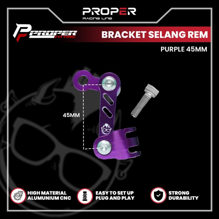 Gambar PROPER FITITING BRACKET SELANG REM 45 MM - PURPLE dari Proper Racing Line Kota Administrasi Jakarta Utara 5 Tokopedia