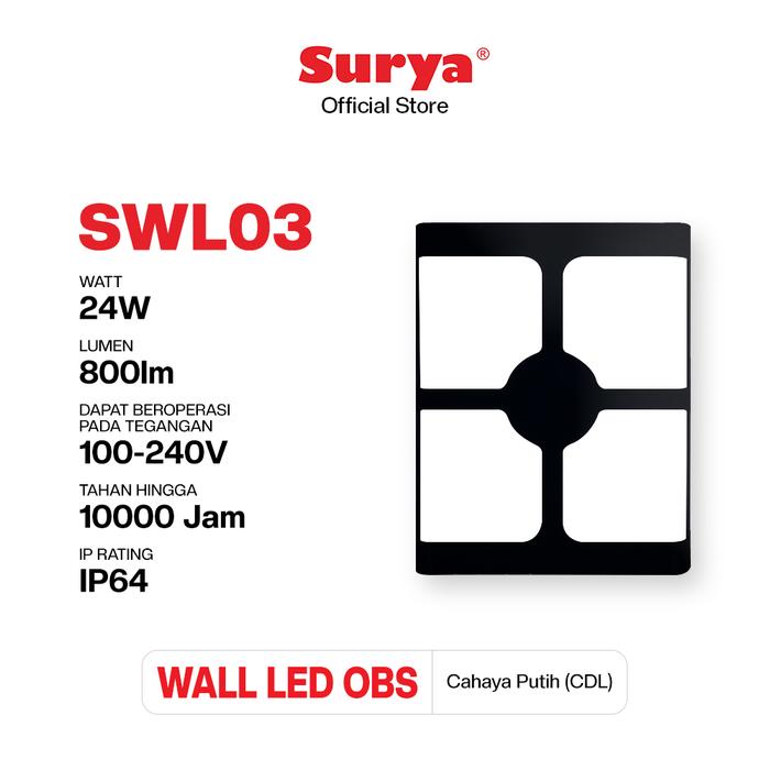 Gambar Surya Lampu Dinding Wall LED SWL03 24 Watt OBS Cahaya Putih dari Surya Lighting Shop Kab. Tangerang Tokopedia