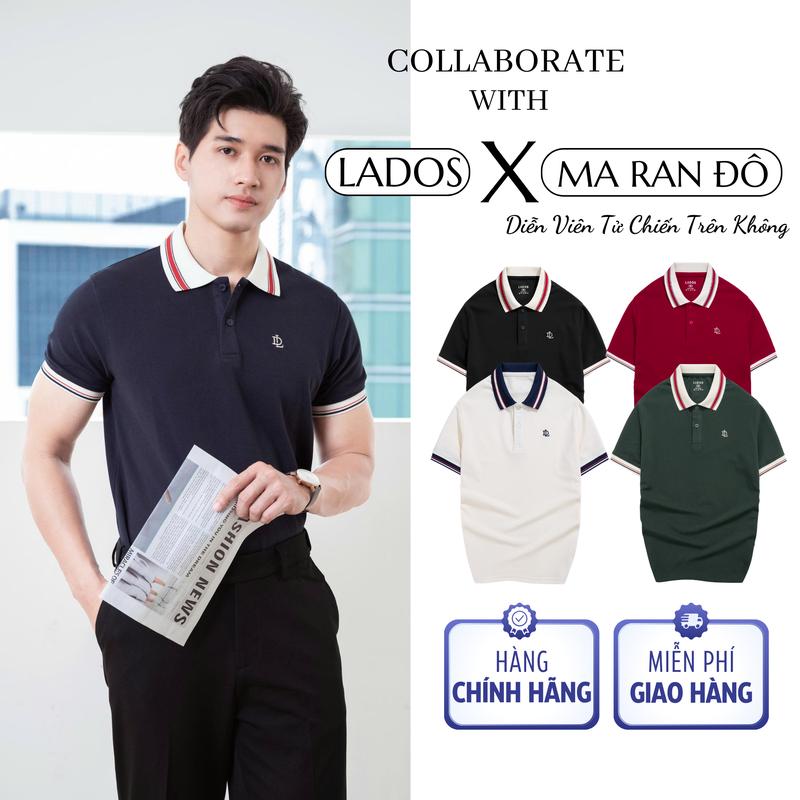  Áo thun polo ngắn tay phối bo LADOS-9190 form basic thanh lịch phong cách Hàn quốc 