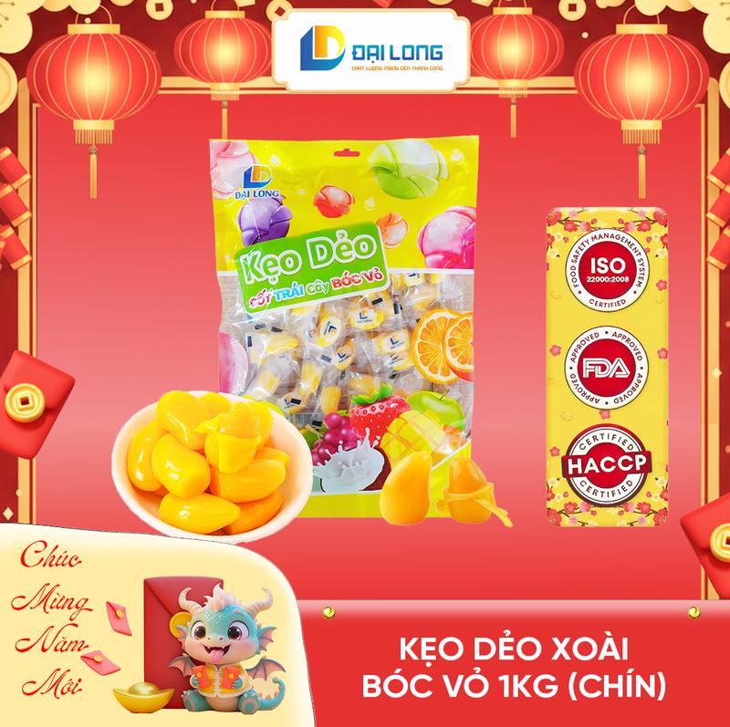 Túi 1Kg Kẹo dẻo xoài bóc vỏ Đại Long TẾT Chua Chua ngọt ngọt chiết xuất từ nước trái cây hợp tiệc liên hoan ăn vặt thơm ngon và bổ dưỡng Snack Food Candy