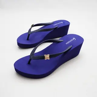 PENTAGON [ABIGAIL 101] Sandal Jepit Wedges Simple Wanita Helen/ Sandal Hak Spon / Japit Polo Hitam 5