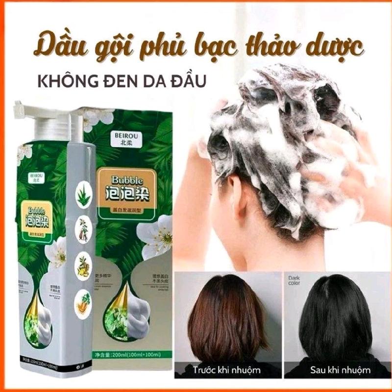 DẦU GỘI PHỦ BẠC CHAI 200ML [CHỈ NHUỘM TÓC, KHÔNG NHUỘM DA] , ĐEN TỰ NHIÊN, NÂU HẠT DẺ, NHUỘM TÓC TẠI NHÀ, DẦU GỘI PHỦ BẠC NAM NỮ [CHAI 200ML] thuốc thuốcnhuộmtóc