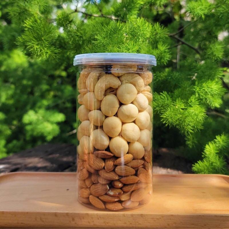 ( 1 HỘP ) ( 500G ) MIX HẠT ( 3 LOẠI HẠT ) MACCA , ĐIỀU SỮA , HẠNH NHÂN Ăn Vặt Snack Nuts Food Thức Ăn