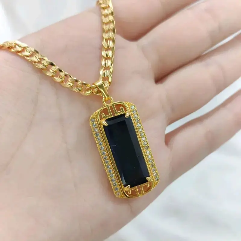 Kalung Perhiasan wanita permata merah ,hitam,ungu,biru panjang kalung 60 cm    Rantai Gold 1