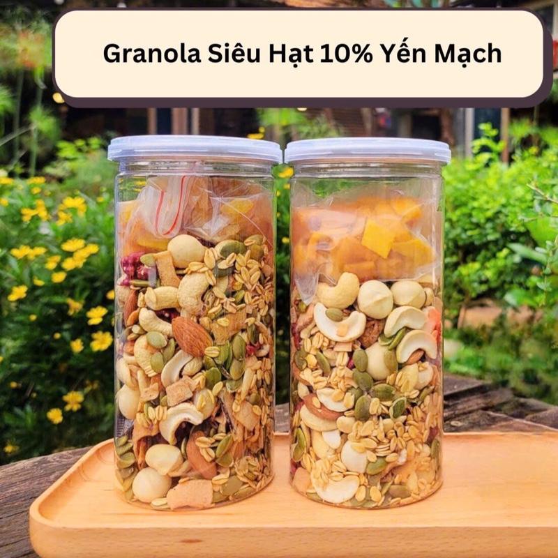 (500G) Tây Nguyên food - Granola Trái Cây 10% Yến Mạch, Mắc Ca, Óc Chó Đỏ, Hạt Điều, Hạnh Nhân, Xoài, Nho, Dừa, Bí Xanh - Thực Phẩm Cho Chế Độ Ăn Uống Healthy