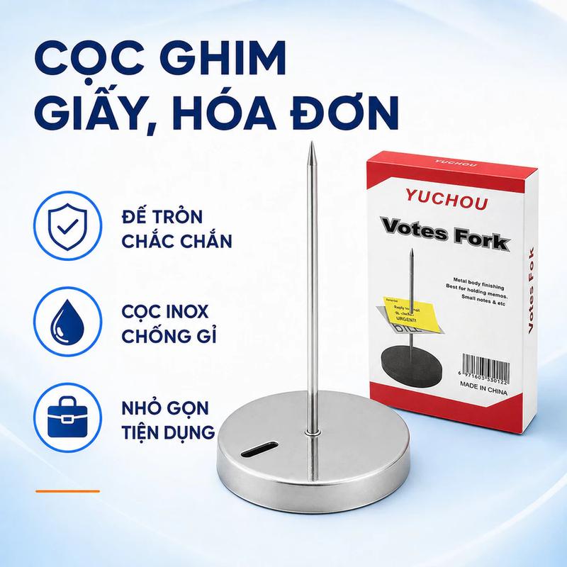 14cm Đế Kim Loại Chắc Chắn, Dụng Cụ Cắm Bill Phiếu Giấy Để Bàn