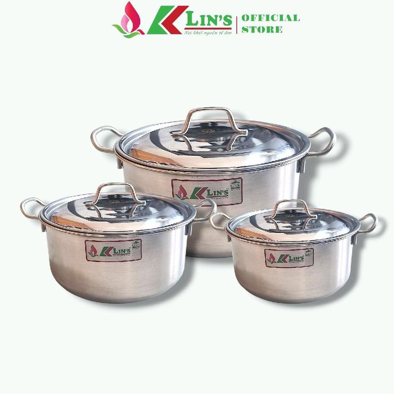 BỘ 3 NỒI INOX 1 ĐÁY KLINS (16-18-24CM) Quai Hàn