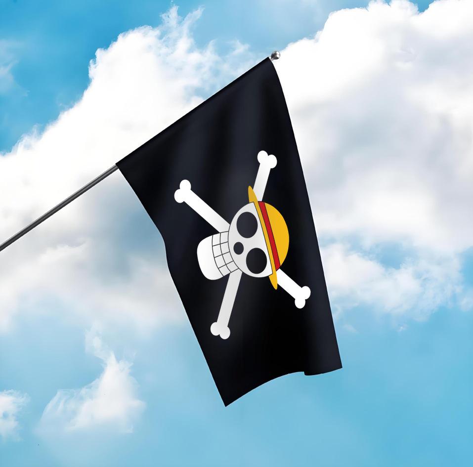 Bendera One Piece Terbaru 2026 Kain Bendera Luffy Besar Kecil Printing HD One Piece Ukuran 90x60 & 150x90cm Bendera One Piece 5 Model Satin Polyester Bendera One Piece