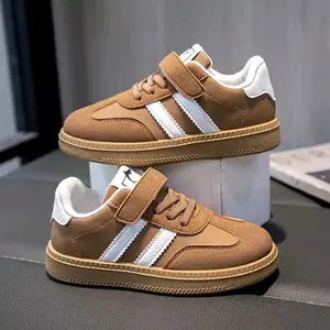 Sepatu Anak Import Premium Coklat Stripe Putih