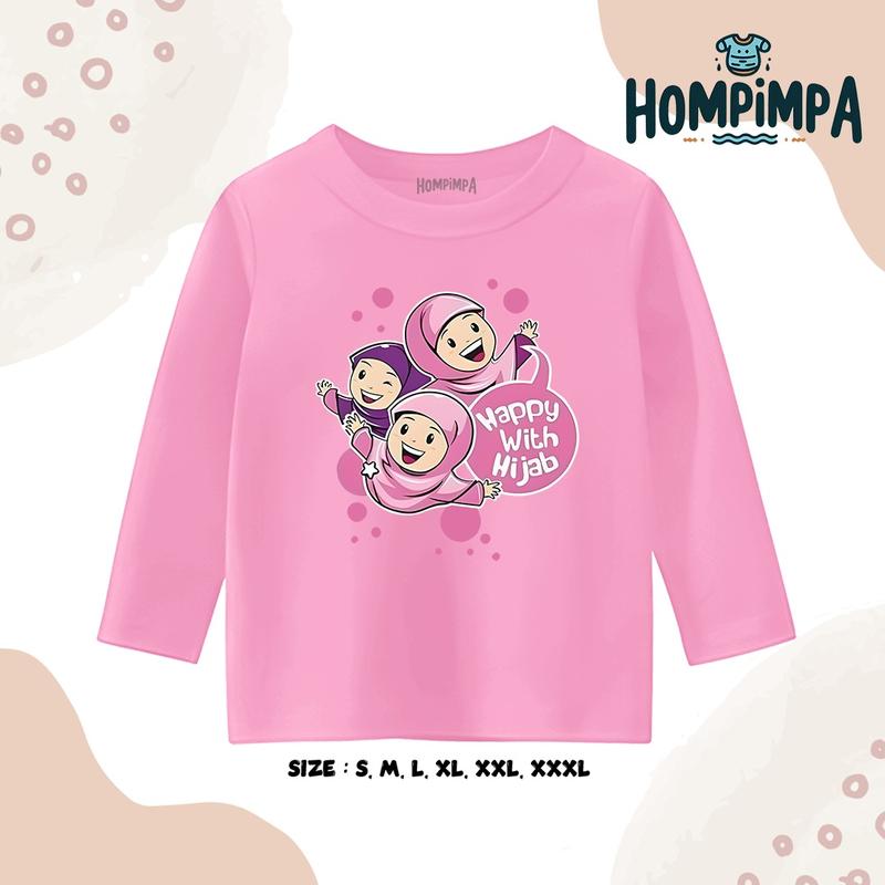 Kaos Anak Lengan Panjang Gambar Hijab Sablon DTF Distro 30s Fashion Baju 2