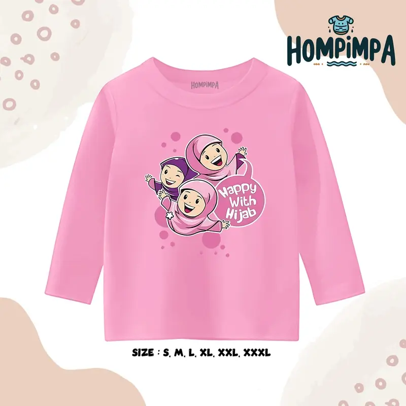 Kaos Anak Lengan Panjang Gambar Hijab Sablon DTF Distro 30s Fashion Baju 2