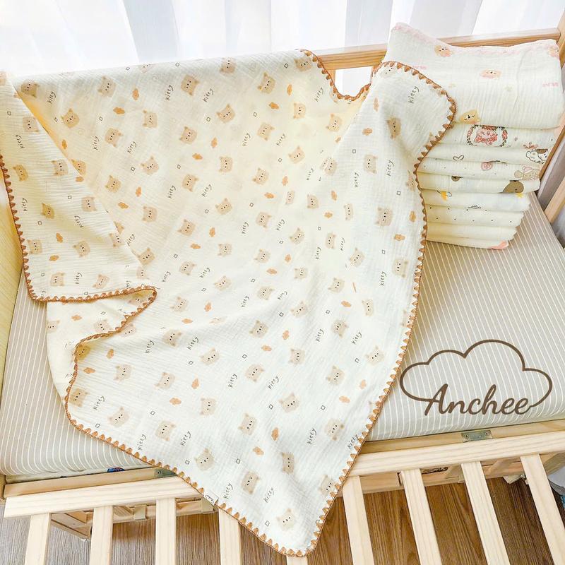  Khăn Xô Đa Năng 4 Lớp Anchee Quấn Ủ Em Bé Sơ Sinh Khăn Tắm Khăn Choàng Chăn Đắp Cho Bé Kích Cỡ 80 x 100 cm 