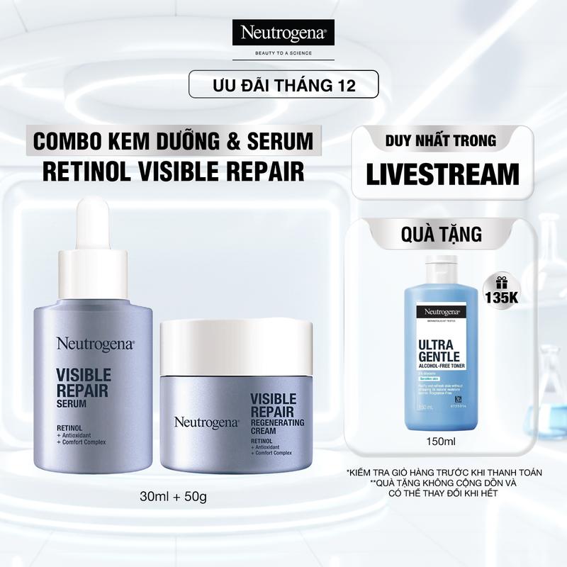  Combo Kem dưỡng 50g & Serum 30ml Retinol Chống Lão Hóa Giảm Nhăn Neutrogena Visible Repair 