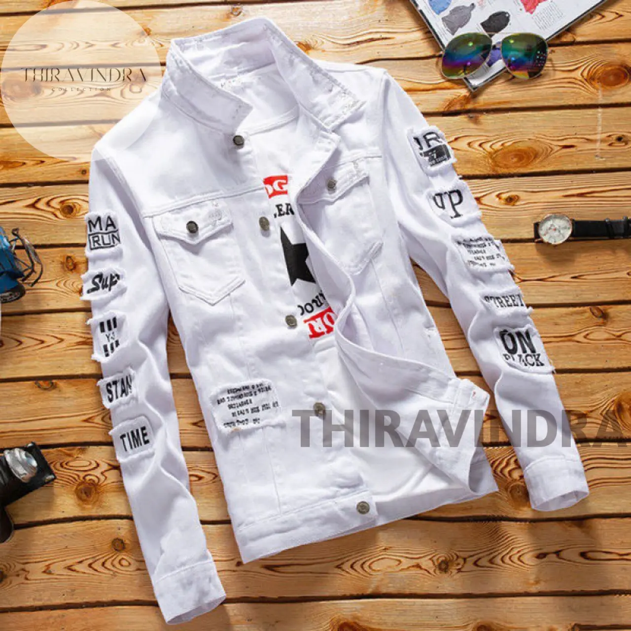 Jaket Denim Jeans Bordir Sobek Emblem || Jaket Fashion Pria Korean Style