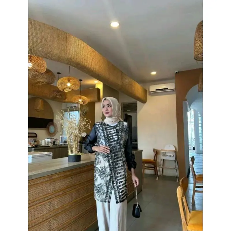 Zize Outer Brokat Organza Full Payet / Tunik Brukat / Baju  Atasan Dewasa Kondangan, Wisudaan