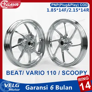 Velg BikingBoy Untuk Semua Beat, Scoopy, Genio, Spacy, Vario 110/110fi/Karbu Velg 8 Spoke Slant VELG RACING CNC ALLOY RINGAN RING 14 Ukuran Set 185*14 215*14 PNP TANPA MODIF