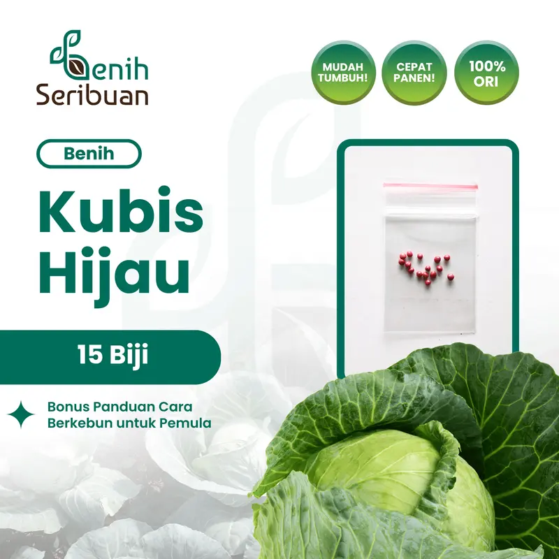 15 Benih Sayuran Kol Kubis Hijau F1 Hibrida - Benih Seribuan 0