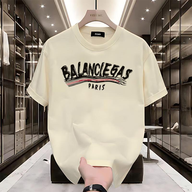 A0128 Cao cấp Áo thun tay ngắn in chất liệu cotton nguyên chất 2025 mùa hè phong cách Hàn Quốc hợp thời trang rộng rãi cho nam và nữ Phong cách thời trang
