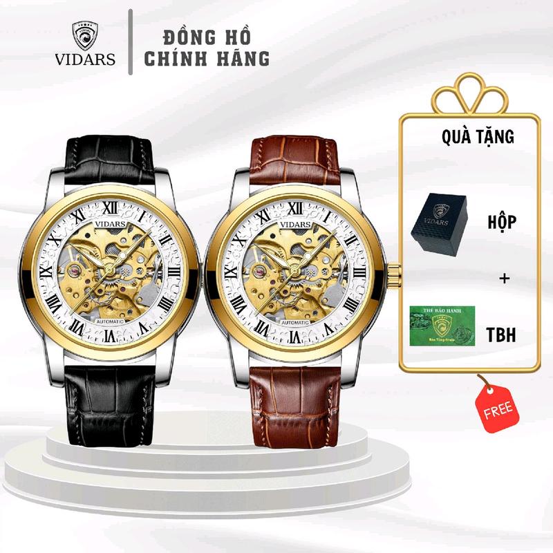   VIDARS STORE  Đồng Hồ Cơ Nam VIDARS Hoàng Gia Cọc Số La Mã Cổ Điển Lịch Lãm Mặt Kính Đá Khoáng Dây Da Chống Nước 3ATM Chính Hãng Cao Cấp Hàng Hiệu Xịn Thời Trang Nam 2025 Đồng Nam Hồ Đẹp Chụp Kỷ Yếu Nam Thể Thao Đơn Giản Dành Cho Qúy Ông 