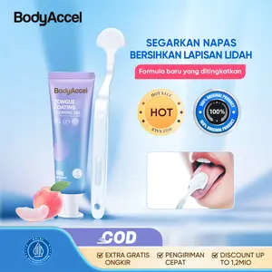 【SM】 BodyAccel Membersihkan Lidah & Menyegarkan Napas untuk Segala Usia Mulut Sikat Perawatan Penyegar Aroma Buah Persik Unik