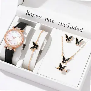 Jam Tangan Kuarsa Wanita Mode Bintang Laut Putaran Dial PU PU Perhiasan Kupu-Kupu Hadiah Gratis Jarum Kaca Quartz Watches (Tanpa Kotak) | best seller