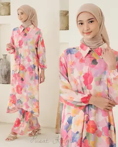 One set tunik maraya set tunik rayon motif setelan wanita jumbo