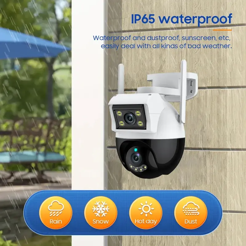 EYESEC CCTV Outdoor WiFi 8MP Dual Lens Waterproof IP Camera 360° PTZ Kamera HP Jarak Jauh Garansi 1 Tahun Golden Compass 6