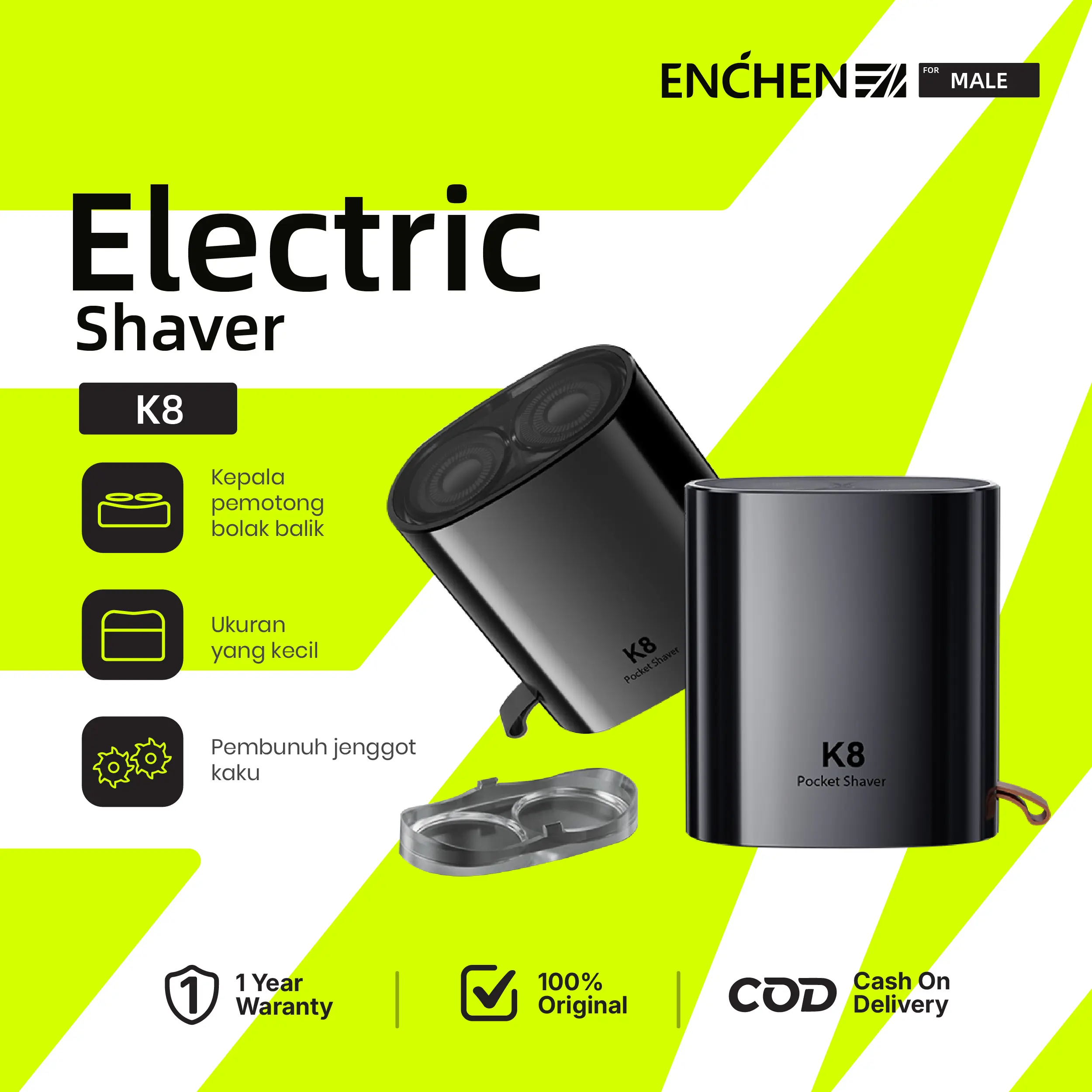 【Official Live】 Enchen K8 Pop-up Shaver Mini Travel Alat Cukur Elektrik Pencukur Jenggot Waterproof Portable