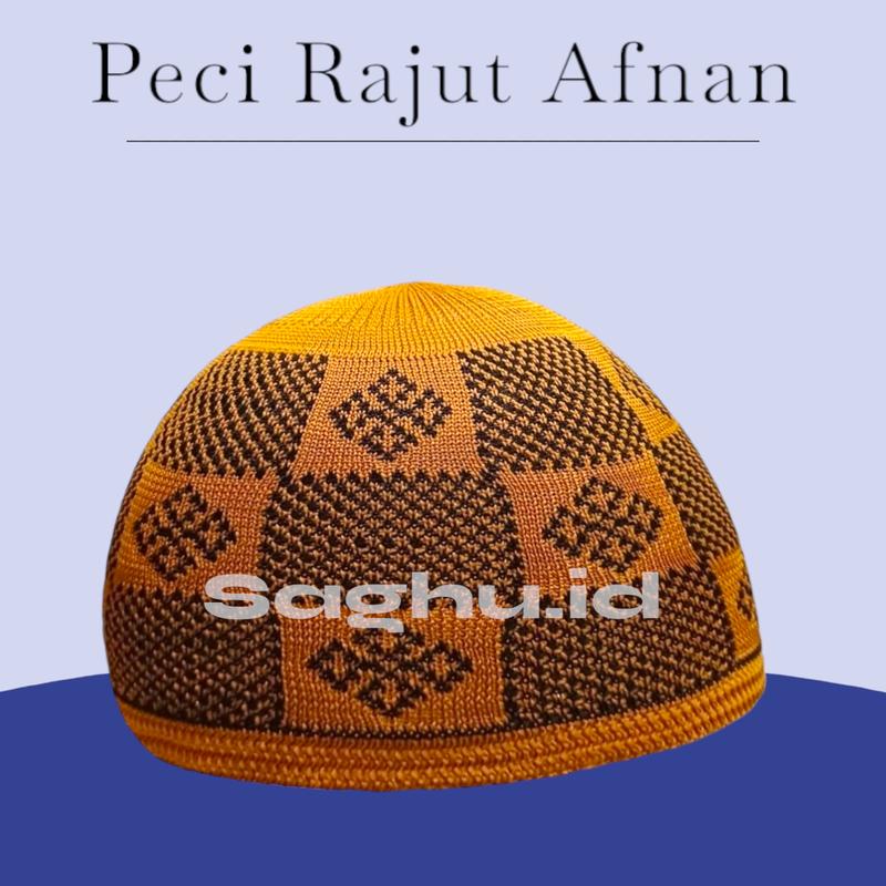 Peci Rajut Motif Afnan Kopiah haji songkok dewasa saghu.id Muslim Nyaman 0