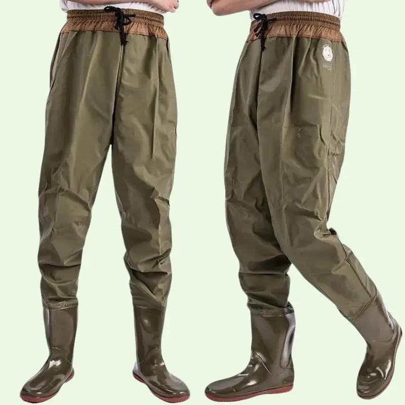 Thương Hiệu Quần Ủng Lội Nước Cao Cấp Dài Liền Quần Đế Cứng Màu Nâu Size 35-45 Chống Nước Cao Cấp Bảo Hộ Lao Động Câu Cá Thủy Sản Chất Liệu PVC
