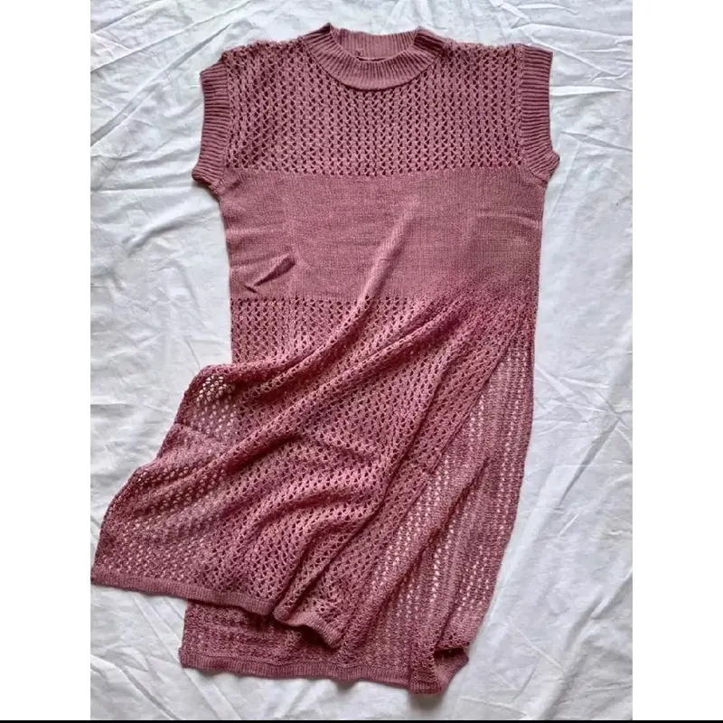 Ruby tunik jaring - Atasan wanita tanpa lengan - tunik rajut belah samping 3