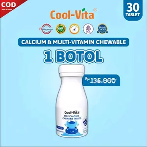 COOLVITA MILK CALCIUM  ISI 30 TABLET KUNYAH CALCIUM UNTUK KESEHATAN TULANG DAN PERTUMBUHAN ANAK DAN DEWASA ORIGINAL