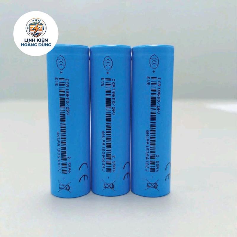 Pin 18650 EVE 26V 2550mAh 3.6V Tháo Khối Đã Qua Sử Dụng, Cell Lithium-ion Xả 7.5A Cho Đóng Khối, Đèn Pin, Sạc Dự Phòng, nội trở thấp như mới, Cell pin EVE, Bao dung lượng, Bao tụt áp, có bảo hành, Điện áp đã cân bằng, pin Lithium