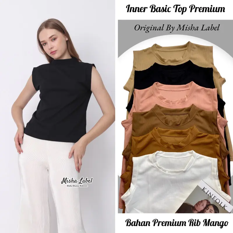 (PREMIUM) Inner Tanpa Lengan Bahan Knit Mango Premium By Misha Label 4