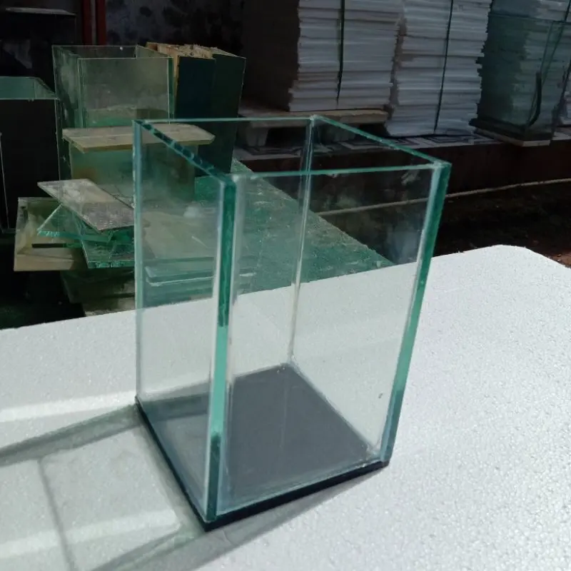 aquarium kaca mini/soliter 10x10x15 alas hitam/ tempat pelihara ikan cupang