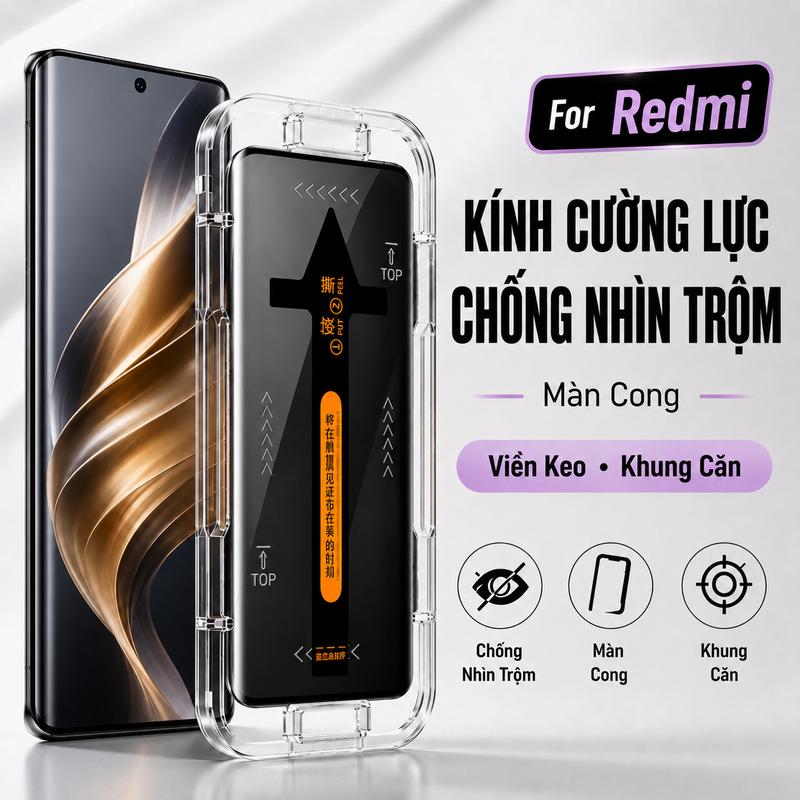 Kính Cường Lực Chống Nhìn Trộm Màn Hình Cong Viền Keo Cho Redmi Note 13Pro+…