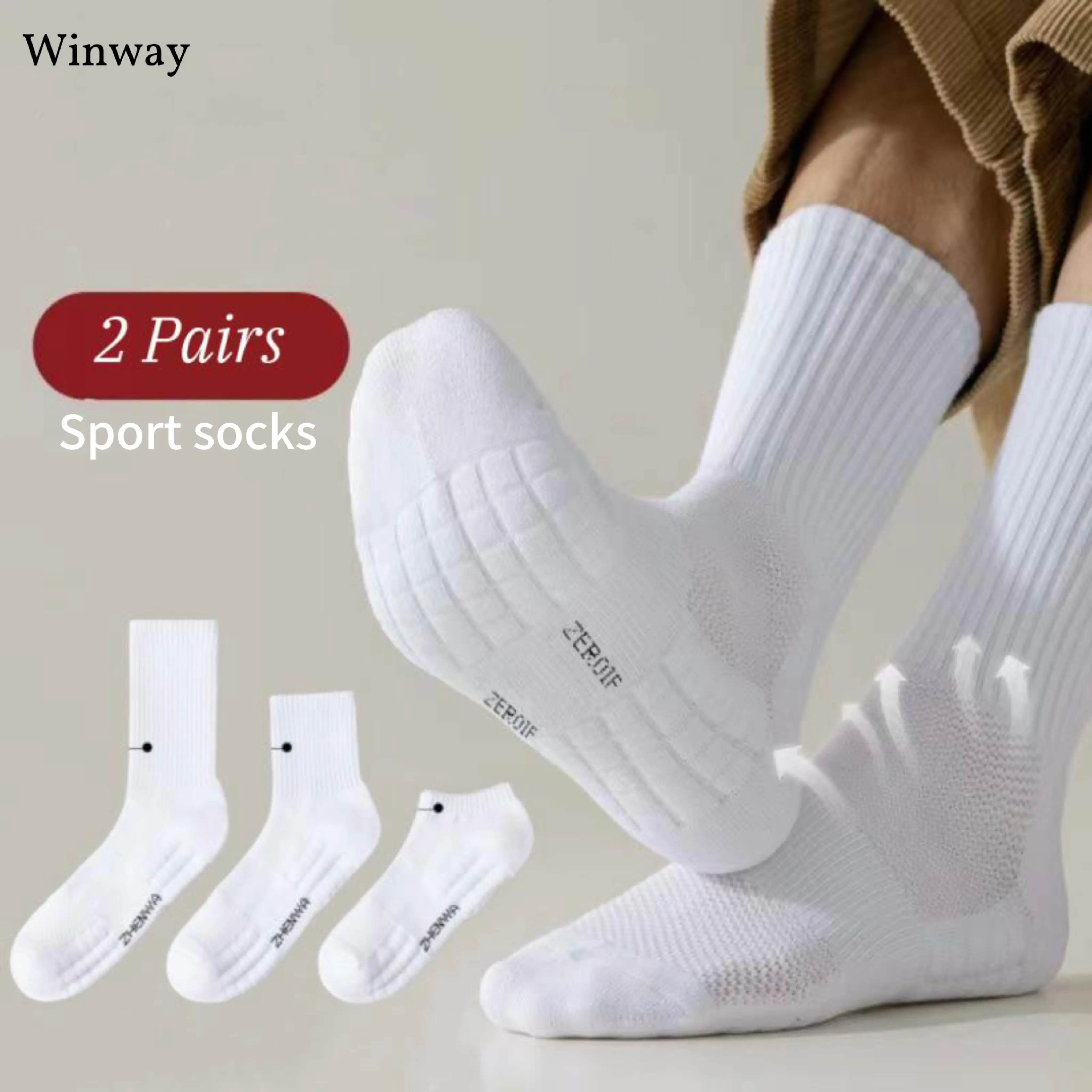 2 Pair Sweat-Absorbing Breathable Non-SlipSport Socks Men Tennis Soccer Basketball Long TubeSocks Short Ankle Socks Winway Store