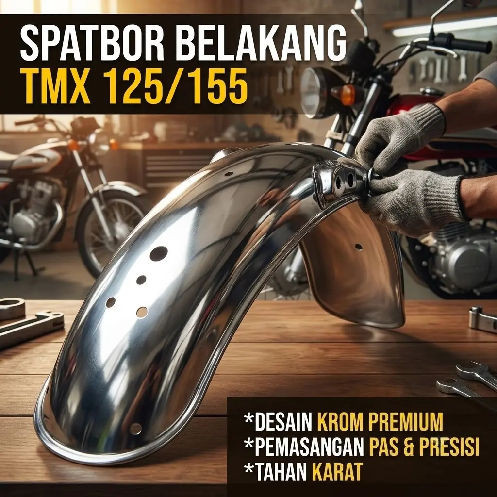 Fender Belakang TMX 125 155 Presisi Pasang Mudah PNP Chrome Kilat Mengkilap Suku Cadang Aksesoris Motor Kualitas Terbaik Murah Awet