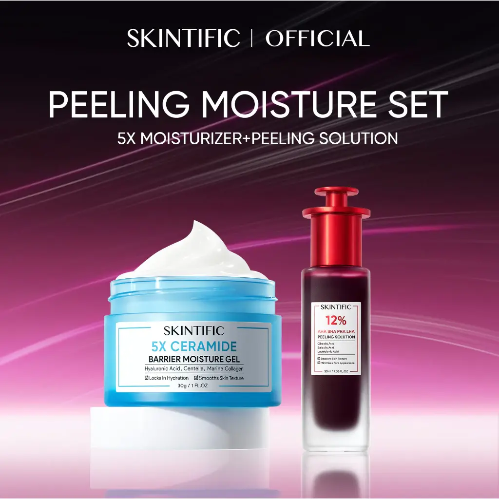 [New Launch] SKINTIFIC - 2pcs Paket-Skincare Set|Acid Peeling Solution Serum 30ml + 5X Ceramide Barrier Moisturizer Gel