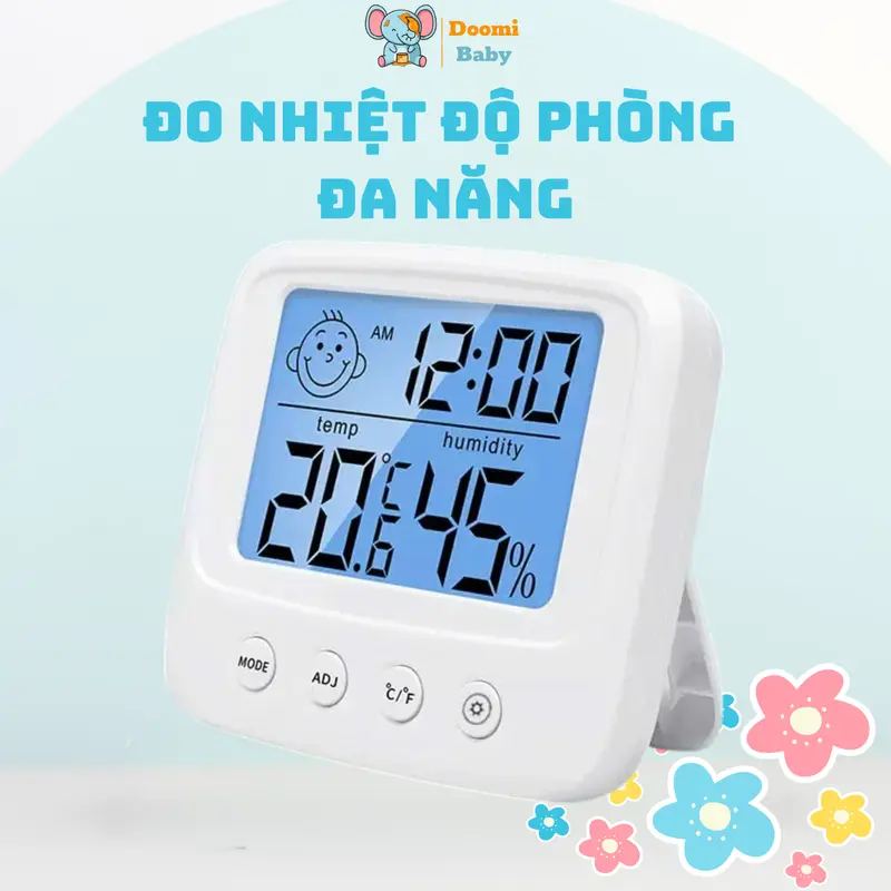 [Giá Siêu Rẻ] Nhiệt Kế Đo Nhiệt Độ Phòng, Độ Ẩm Cho Bé 3 Trong 1 An Toàn Tiện Lợi Doomi Baby - HT734 0