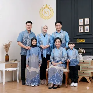 Baju Batik Keluarga Setelan Batik Sarimbit Keluarga Anak-Dewasa Motif Terbaru Kekinian By Mazabatik motif tembus Serat Katun Couple