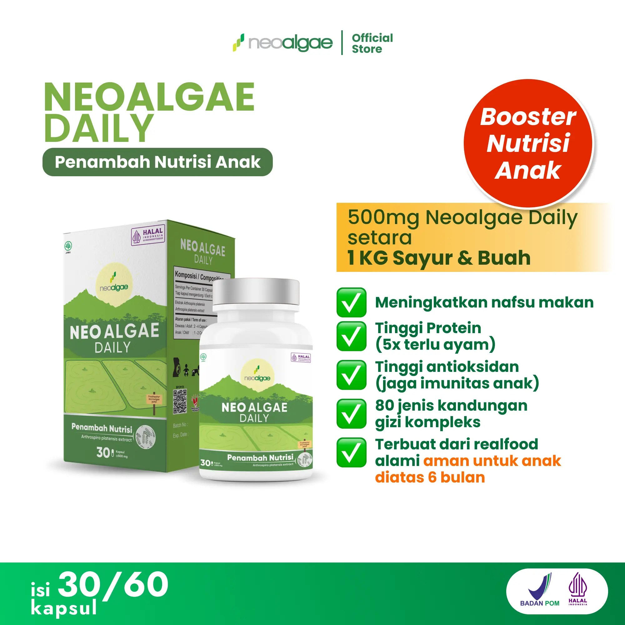 Neoalgae Daily - Multivitamin Anak Penambah Nutrisi Alami Bebas Gula Original