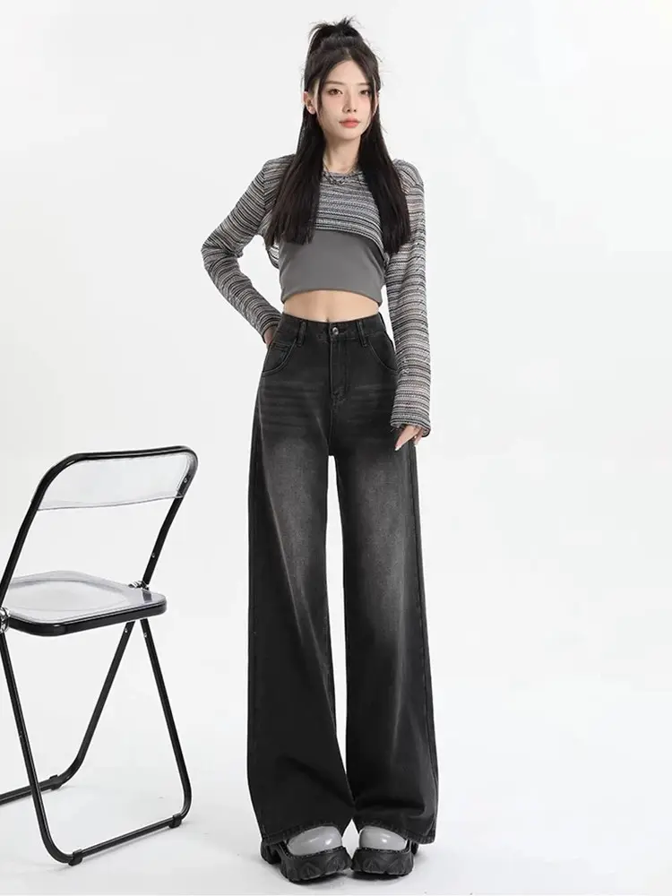 CELANA KULOT JEANS HIGHWAIST LOOSEE | KOREAN BAGGY STRAIGHT JEANS WISKER