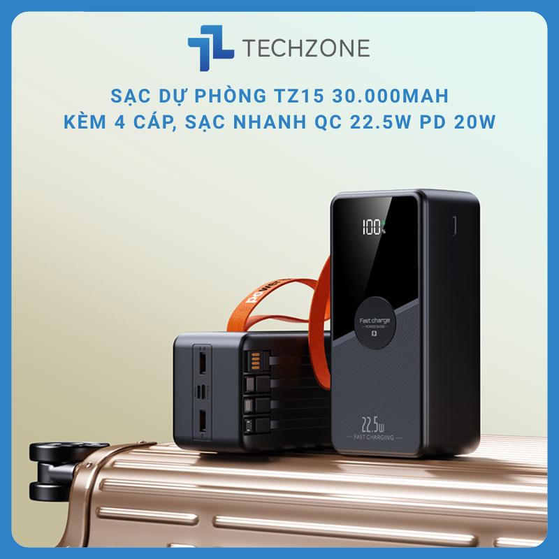 Sạc Dự Phòng TZ15 dung lượng cao 30000mah , Sạc Dự Phòng Công Suất 22.5W, Sạc Cho Iphone Và Android VBB