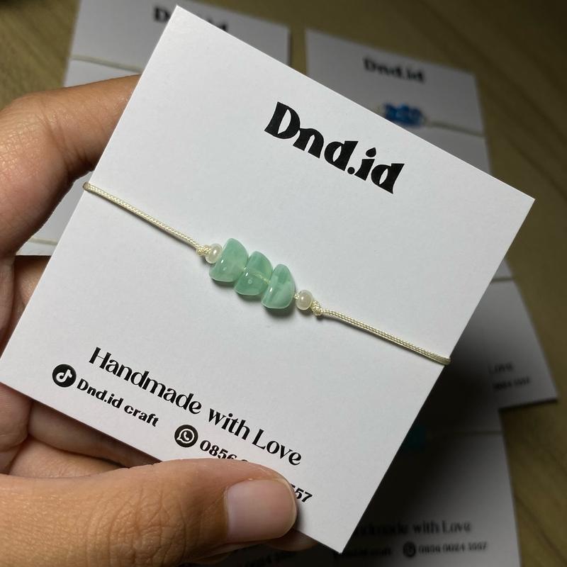 Gelang Serut Tali Giok Warna Ivory Manik Batu Elegan 3