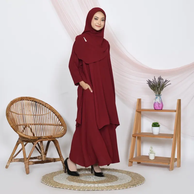 ARM Duha Series Gamis 3 Set Plus Rok Set Hijab Syari Busui Freandly Di Jamin Ori 3