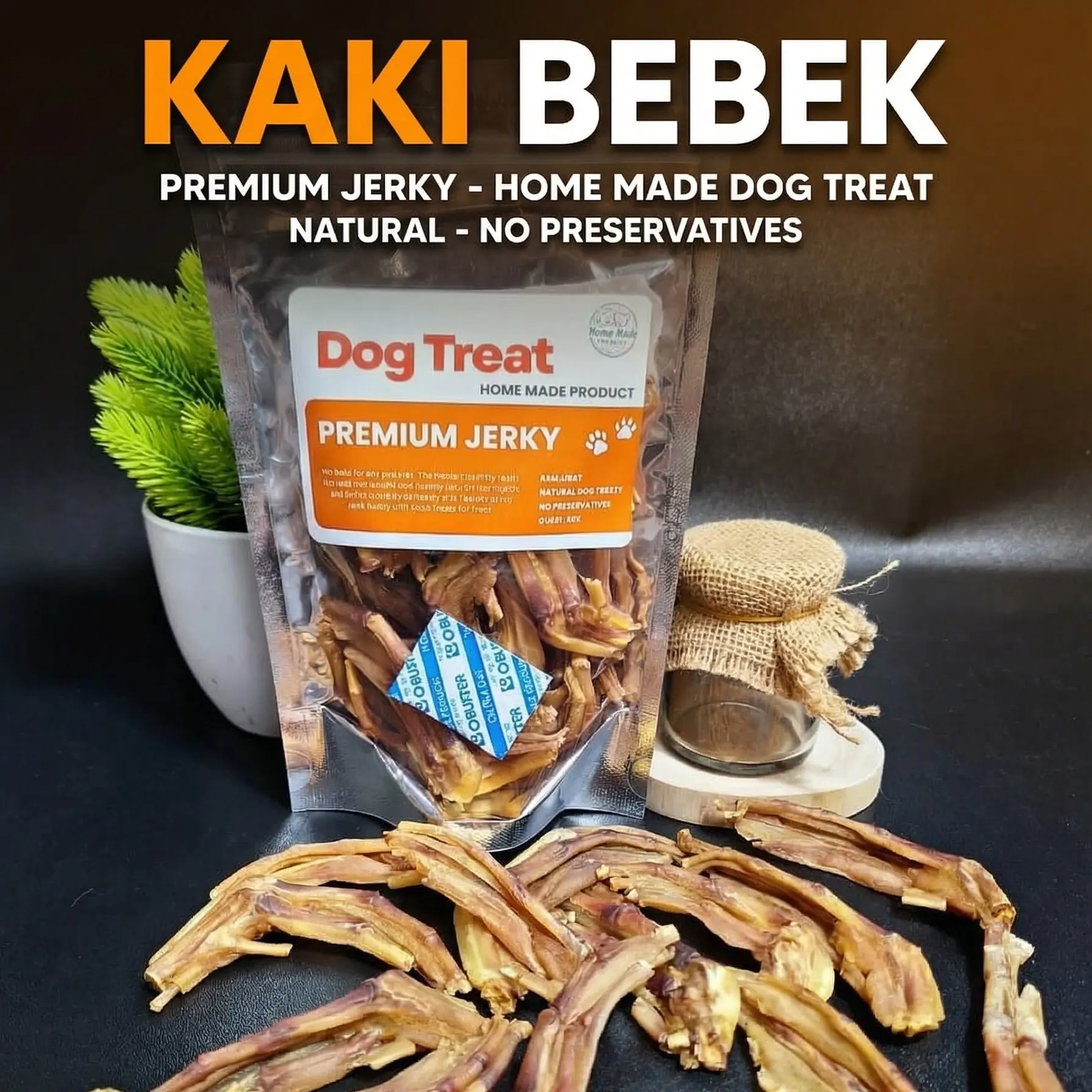 Kaki Bebek- Duck Feet Jerky Snack Hewan Anjing Kucing / Snack cemilan anjing jerky ceker tulang kaki ayam bebek chicken claw duck claw 100gr