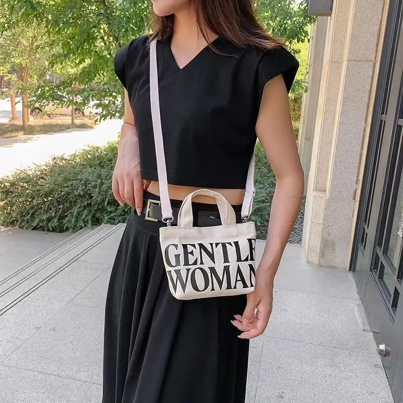 Gentlewoman Mini Handbag Beg Tangan Hijau, Beg Anduh Kanvas, Beg Bahu Silang, Wanita Lembut, Sesuai untuk Percutian dan Membeli-belah